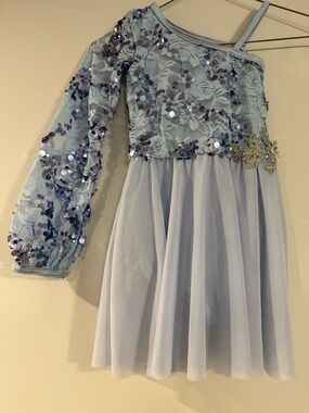 Weissman Flowers CS Light Blue Sequin Lace Tulle Dress
